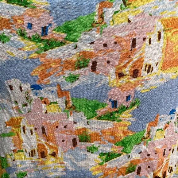 Cynthia Rowley 100% Linen Greek Island Novelty Print Blouse Top Size XL - Picture 7 of 9